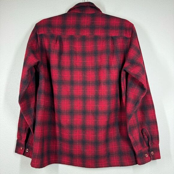 Vintage 50s Buck Skein 100% Wool Red Buffalo Plaid Button Down Hunting Jacket M - Picture 6 of 8